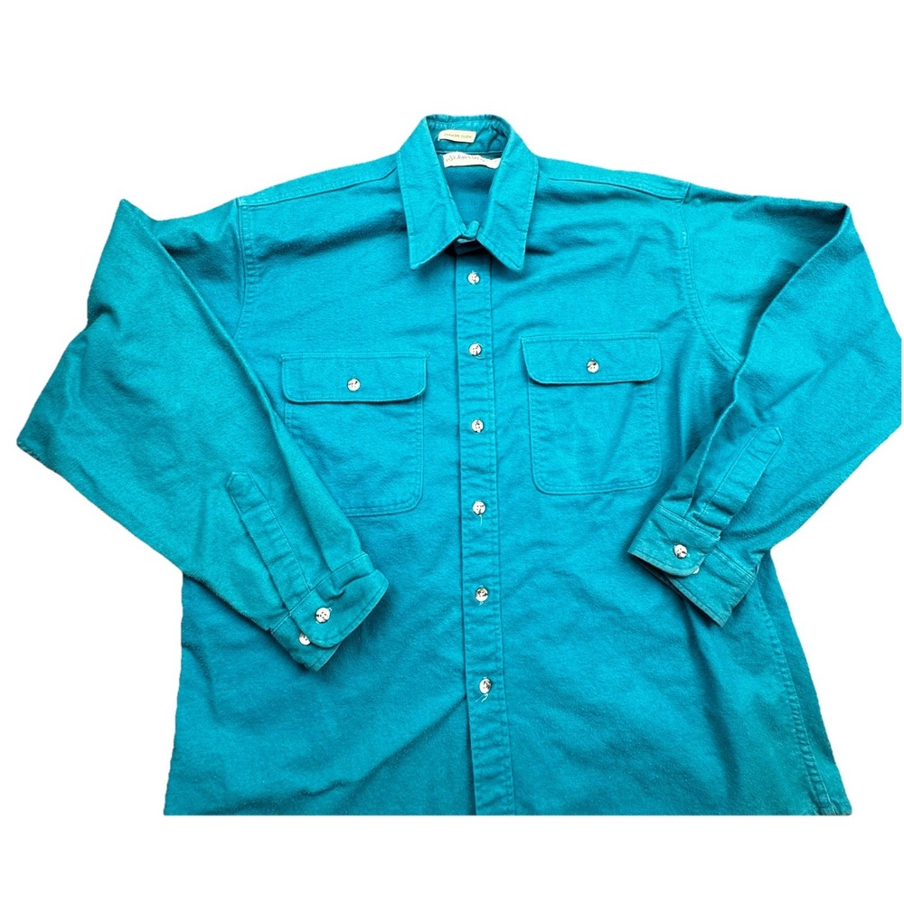 Vtg St Johns Bay Blue Chamois Button Up Shirt Workwear‎ Men's Sz XLT Made In USA